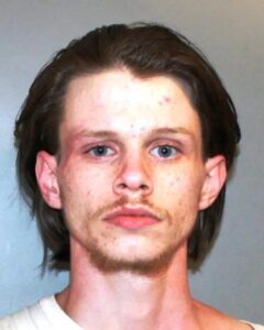 A mugshot of Anthony M. Piccadaci of Weymouth MA. He is a sickly-looking white man. His eyes are blue. His hair, brown, is long; nape-of-the-neck length and combed back. He sports a thin and uneven goatee. His skin is pocked with acne.