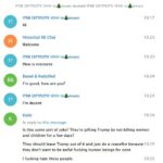 A screenshot of a Telegram chat log from the "Historical NE Chat." Colwell is present as "Lord Protector Sunny", his handle rendered in Elder Futhark runes. The conversation, edited for legibility, is as follows:
Colwell: "Hi."
chat mod: "Welcome."
Colwell: "How is everyone?"
Unidentified participant #1: "I'm good, how are you?"
Colwell: "I'm decent."
Unidentified participant #2, in reply to another post: "Is this some sort of joke? They're gifting Trump by not killing women and children for a few days? They should leave Trump out of it and just do a ceasefire because they don't want to be awful fucking human beings for once. I fucking hate these people."
Unidentified participant #3: "Jews can't be decent people to non-Jews."