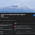 A screenshot of a Facebook profile belonging to Colwell's "Party for an Independent New England - PINE" account. It features a post, dated June 21st, 2020, that reads "Happy Fathers Day form the PINE team," typo included. It has two likes.