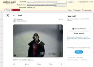 An archive.today post of a retweet made by Collwell via his Pray2Sunny account. It is the opening still of a video featuring one of the Columbine shooters about to rant at the camera.