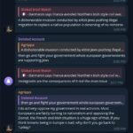 A screenshot of a "Global Intel Watch comments" Telegram chat, marked as a "fake" chat (that is, a chat that was not what it said it was, the members still behaved like it was a real chat), dated November 28th, 2023. Participants, named, say the following:

Joseph Behling, as Agrippa: "Not really, maybe in cities, but whites still hold a majority in most nations. Nonetheless you’re simply proving why you being in France is vile. A dishonorable invasion conducted by elitist Jews pushing illegal migration to replace a native population is deserving of no remorse."

deleted account 1: "Then go and fight your government, whole European governments are supporting Jews. Immigrants are the consequences of it, not the main issue."

Behling: "I do actively oppose my government in real activism. Most Europeans are fastly turning to nationalism and opposing the Zionist, the French and Irish situation is a huge sign of that. If you think browns being in Europe is bad, why don’t you go back to Turkey?"

deleted account 1: "Because it's not that easy. First of all, I'm atheistic, so they won't appreciate me much. Secondly, to go and settle there, I need a visa. I ain't got Turkish papers, since I was born in France."

Behling: "Than you too are an invasive pest."